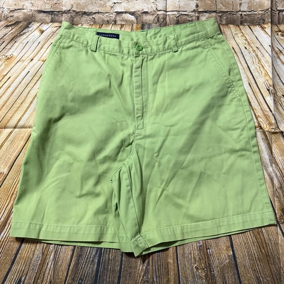 Vintage Lands End Lime Green Cotton High Waisted Chino Shorts - Picture 1 of 3